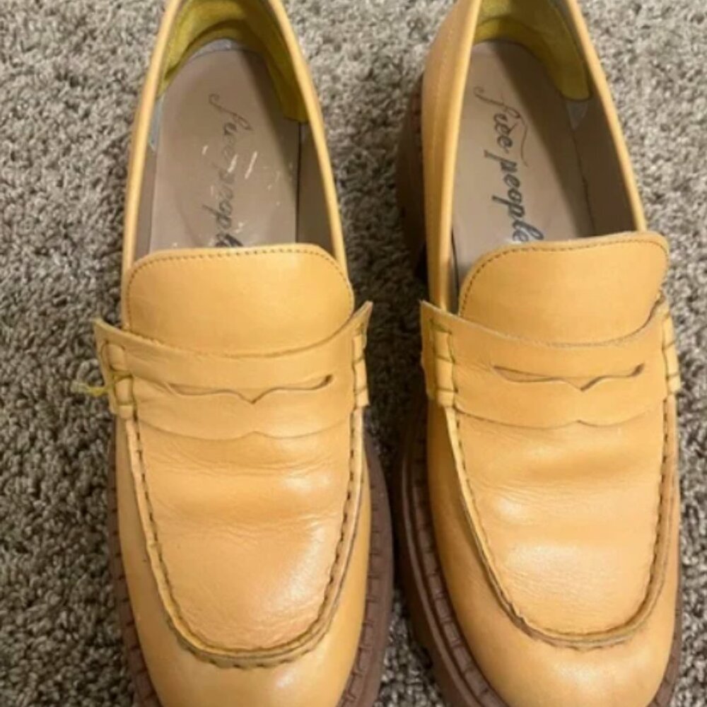 Free People Lyra Lug Sole Loafers Caramel Brown Size 38.5 - fits more like 8.5 - Picture 6 of 11